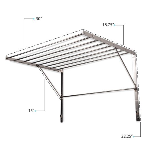 brightmaison Wall Mount Clothes Drying Rack & Laundry Room Organizer, 6.5 Yards Drying Capacity Stainless Steel Silver Set of 2 Laundry Rack - Image 6