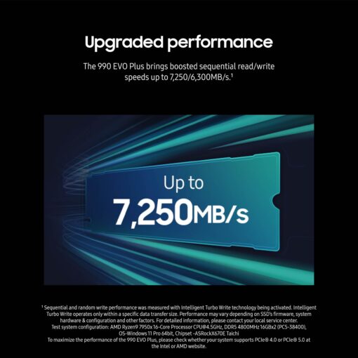 SAMSUNG 990 EVO Plus SSD 4TB, PCIe Gen 4x4 | Gen 5x2 M.2 2280, Speeds Up-to 7,250 MB/s, Upgrade Storage for PC/Laptops, HMB Technology and Intelligent Turbowrite 2.0, (MZ-V9S4T0B/AM) - Image 6