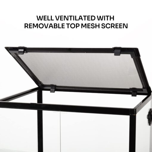 REPTIZOO 45 Gallon Glass Reptile Terrarium 24" x 18" x 24" Knock-Down Reptile Tank with Double Hinge Door and Top Screen Ventilation Easy Assembly Terrarium - Image 5