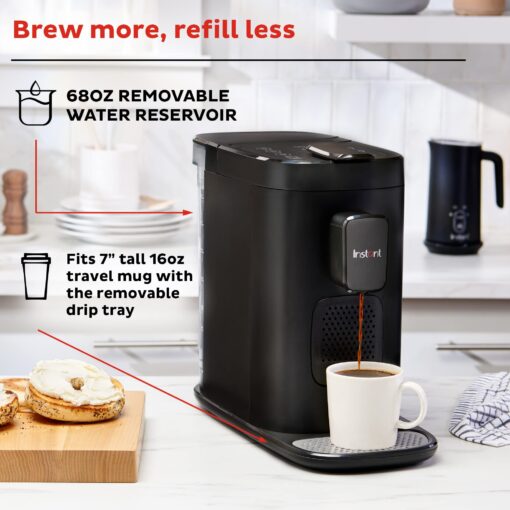 Instant Pot Pod, 3-in-1 Espresso, K-Cup Pod and Ground Coffee Maker, From the Makers of Instant Pot with Reusable Coffee Pod for Ground Coffee, 2 to 12oz. Brew Sizes, 68oz Reservoir - Image 6