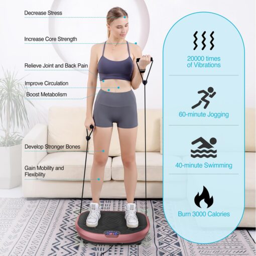 AXV Vibration Plate Exercise Machine Whole Body Workout Music Vibrate Fitness Platform Lymphatic Drainage Machine for Weight Loss Shaping Toning Wellness Home Gyms Workout - Image 2