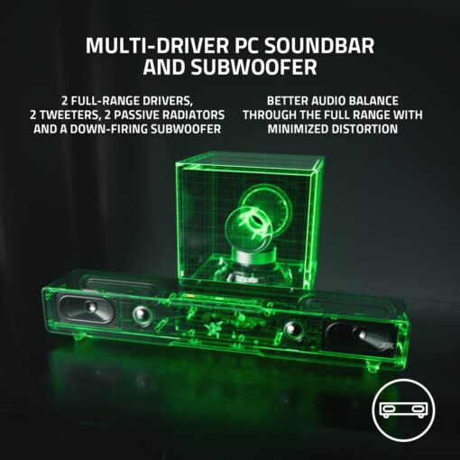 Razer Leviathan V2: Multi-Driver PC Gaming Soundbar with Subwoofer - THX Spatial Audio - Compact Design - Chroma RGB - Bluetooth 5.2 - for Desktop/Laptop, Smartphones, Tablets & Nintendo Switch - Image 7