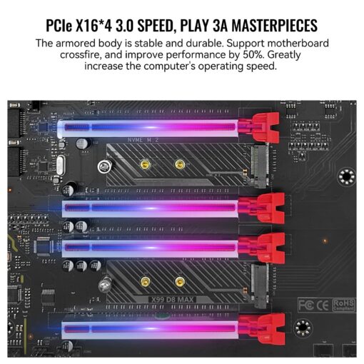 SHANGZHAOYUAN X99 Dual CPU Motherboard LGA 2011-3 Server Motherboard for Intel i7 5th/6th Gen Xeon E5 V3/V4 Series (E-ATX, 8*DDR4 ECC Max 256G, 2*NVME M.2, 2*Gb LAN, SATA 3.0, PCIe 3.0) - Image 7