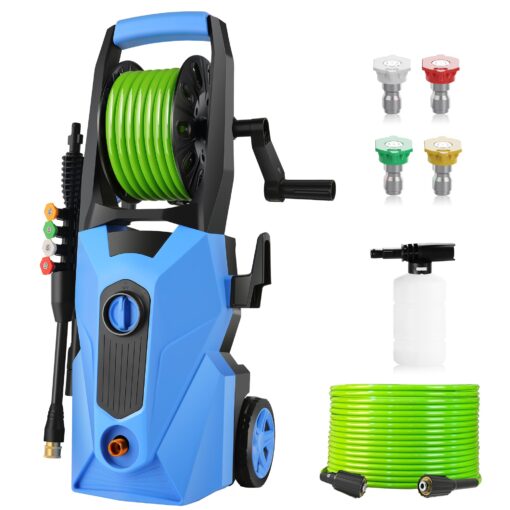Commowner Electric Pressure Washer 4800 PSI 2.8 GPM Power Washers Electric Powered with 33ft Pressure Hose M22-14mm, 4 Nozzle and Foam Cannon, powerwashers for home, Cars, Fences, Patio, Upgraded Blue