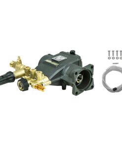 AAA 90037 Horizontal Triplex Plunger Replacement Pressure Washer Pump Kit, 3700 PSI, 2.5 GPM, 3/4" Shaft, Includes Hardware and Siphon Tube, for Industrial Gas Powered Machines, Black