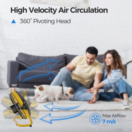 YUEMA Battery Operated Powered 14 Inch Floor Fan High Velocity Rechargeable Fan Cordless Metal Blade Portable Fan for Camping Travel Patio Tent Indoor Outdoor 360 Degree Manual Tilt 12 Speed - Image 5