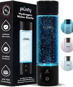 Hydrogen Water Bottle Generator - Up to 4100+ PPB Concentration - SPE/PEM Technology - Certified H2 Generator - Portable Athletic Performance & Hydration System - 6-Hour Hydrogen Retention (Black)