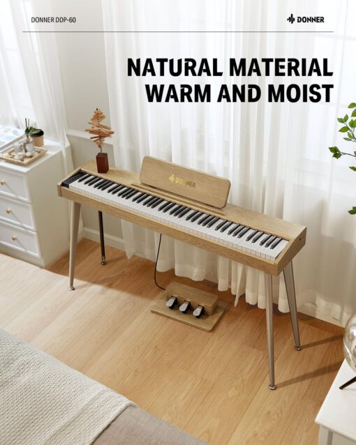 Donner DDP-60 88 Key Digital Piano: Full Size Keyboard, Sensitive Touch, 8 Reverbs, Recording, 128 Voices. Includes Three Pedal, Electric Piano Keyboard for Beginners - Image 2