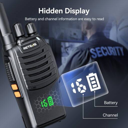 Retevis H777H Two Way Radios Long Range Rechargeable,Compact Walkie Talkies,Intuitive,Channel,Power Display,USB-C Charging,Hands Free,Business radios for Manufacturer,Healthcare,School (20 Pack) - Image 9