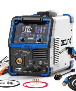 AZZUNO Aluminum 250Amp MIG Welder,6 in 1 Gas MIG/Gasless Flux Core/Stick/Lift TIG/Spot Welding/Spool Gun Compatible Welding Machine 110V/220V Large LED Display Multi Process Welder