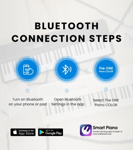 The ONE Smart Keyboard COLOR 61 Keys Piano Keyboard, Music Keyboard with 256 Timbres, 64 Polyphony, 2 Speakers, Built-in LED Lights and Free Apps (Blue) - Image 4