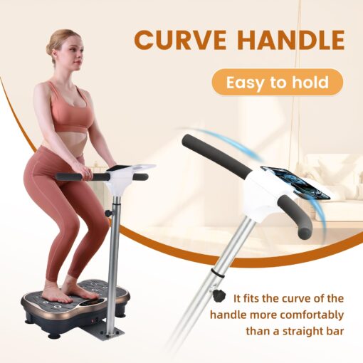 EILISON FIRMHOLD Handle Vibration Plate Exercise Machine for Lymphatic Drainage- Whole Body Workout Vibration Platform 350lbs for Beginners & Recovery, Body Shape Machine for Tonning (Handle Brown) - Image 3