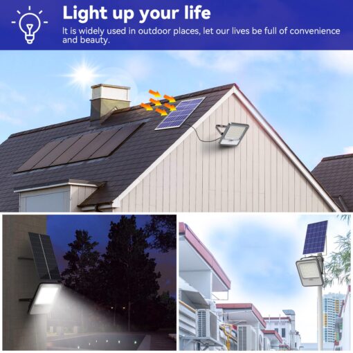 TENKOO Solar Street Lights Outdoor 500W 2 Pack Solar Street Flood Light Dusk to Dawn 32000LM IP67 Waterproof Parking Lot Light with 16.4ft Cables Security Commercial Lighting for Yard, Garden, Pathway - Image 7