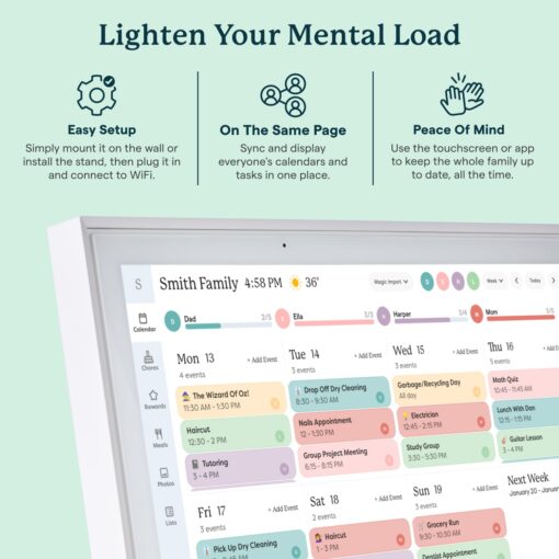 Skylight Calendar: 15-inch Digital Calendar & Chore Chart, Smart Touchscreen Interactive Display for Family Schedules – Wall Mount Included, Great for Organizing Your 2025 Calendar, Wall Planner - Image 4