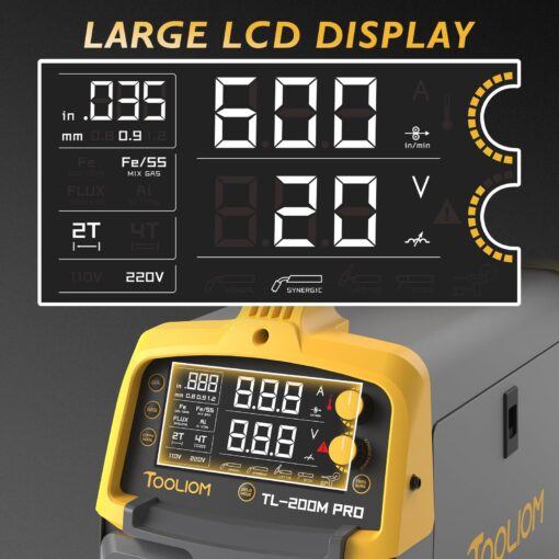 TOOLIOM 200A MIG Welder 5 in 1 MIG/Flux MIG/Lift TIG/Stick/Spool Gun 110/220V Dual Voltage Aluminum Welding Machine Multifunctional Welder - Image 8