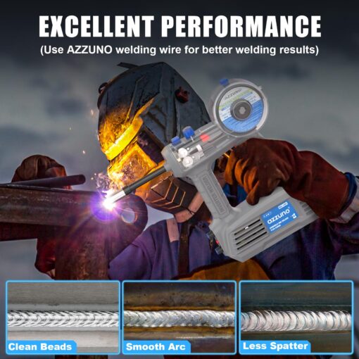 AZZUNO 100Amp Handheld MIG Welder Machine, Gasless MIG Welder Machine, Portable Flux MIG Welding Machine 100V - Image 3