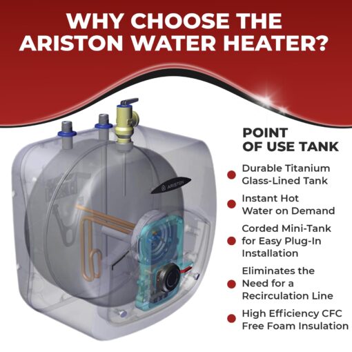 Ariston Andris Mini Tank Electric Water Heater – Heating Solution for Under Sink, RV, and Compact Spaces, Smart Boost for Versatile Heating, Simple Installation, 120-Volt, 8 Gallon Capacity - Image 6