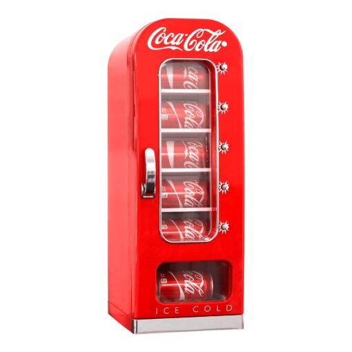 Koolatron CVF18 Coca-Cola Official Design Push Button Vending Machine Mini Fridge Holds 10 Cans