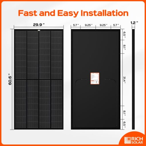 RICH SOLAR 250 Watt 12 Volt Monocrystalline Solar Panel High Efficiency Solar Module for RV Trailer Camper Marine Off Grid All Black - Image 7