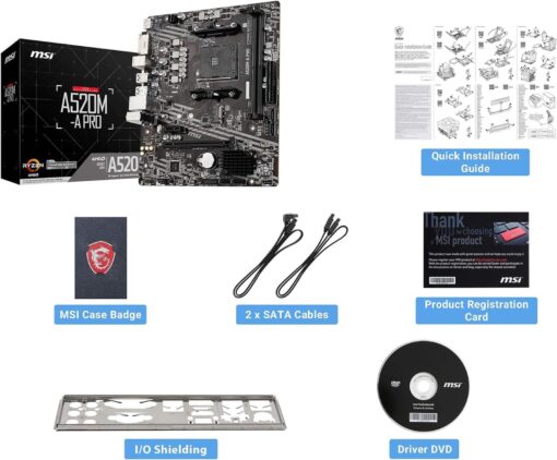 INLAND AMD Ryzen 5 5500 Unlocked Desktop Processor with MSI A520M-A PRO Gaming Motherboard (AMD AM4, DDR4, PCIe 4.0, Micro-ATX), - Image 2