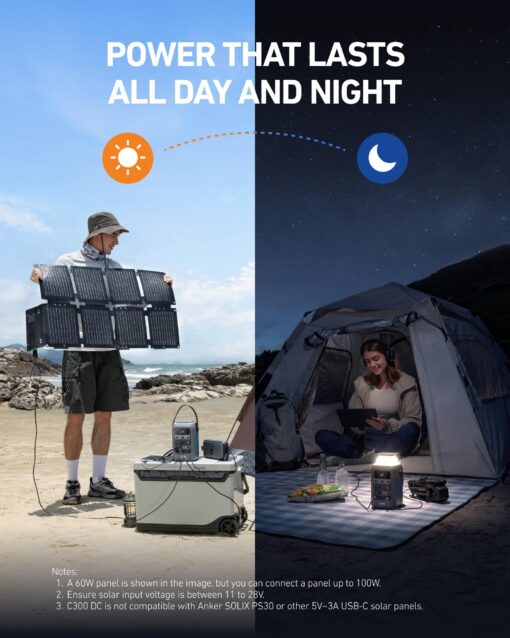 Anker SOLIX C300 DC Power Bank Station, Outdoor 288Wh (90,000mAh), Portable Power Station, LiFePO4 Battery, 300W Solar Generator, for Camping, Traveling, and Emergencies (No Wall Charger Included) - Image 3