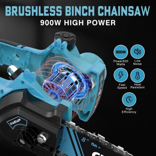 2-in-1 Cordless Pole Saw, 8 Inch Brushless Pole Chainsaws for Makita 18V Battery, 8 lb Lightweight, Auto Oiling, 14.8 FT MAX Extension Pole Saws for Tree Trimming - Image 4