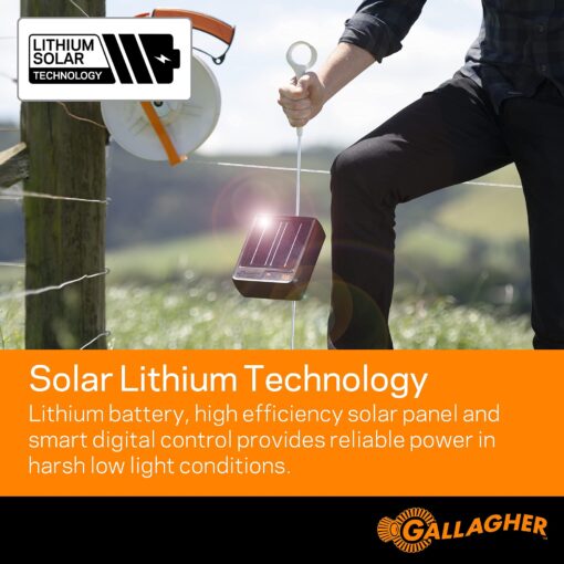 Gallagher S12 Solar Electric Fence Charger | Powers Up to 4 Miles / 18 Acres of Fence | Solar Lithium Technology, 0.12 Stored Joule Energizer | Built-in Earthing | Portable and Super Tough - Image 4