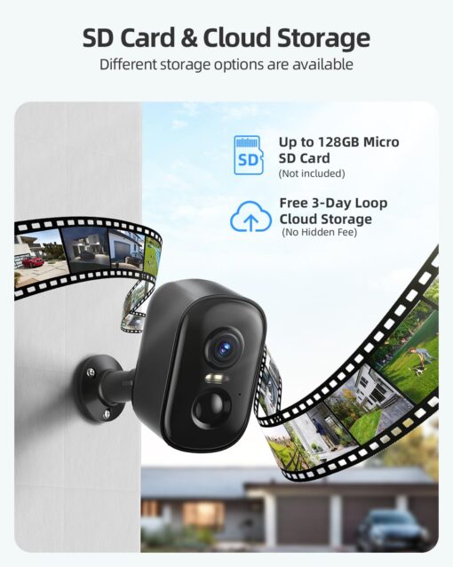 2K Security Cameras Wireless Outdoor, 4 Pack Battery Powered WiFi Cameras for Home Security with AI Motion Detection, Spotlight Color Night Vision, 2-Way Talk, Siren Alarm, IP65, Cloud/SD Storage - Image 2