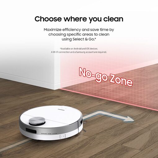 SAMSUNG Jet Bot Robot Cordless Vacuum Cleaner w/ Intelligent Power Control, Precise Navigation, Multi Surface Cleaning for Hardwood Floors, Carpets, Rugs, Anti Hair, VR30T80313W/AA, White - Image 3