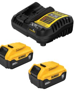 DEWALT 20V MAX Lithium-Ion Battery 2-Pack and Charger, 5.0 Ah, Battery Starter Kit (DCB205-2c)