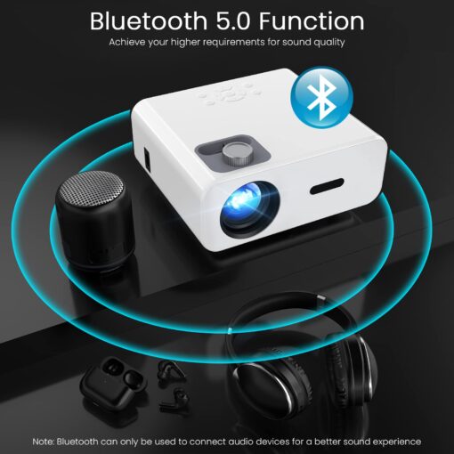 HONPOW Native 1080P Full HD Bluetooth Projector, 11000 Lumens Mini Portable Outdoor Indoor Movie Projector, Compatible with Laptop, Smartphone, TV Stick, Xbox, PS5 - Image 6