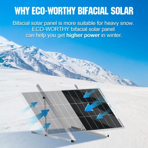 ECO-WORTHY Bifacial 195 Watt 12 Volt 12BB Solar Panel Monocrystalline Double-Sided Power Generation Rigid High-Efficiency PV Module Power Charger for RV,Sunsheds,Canopies,Farms,Home and Off-Grid - Image 7