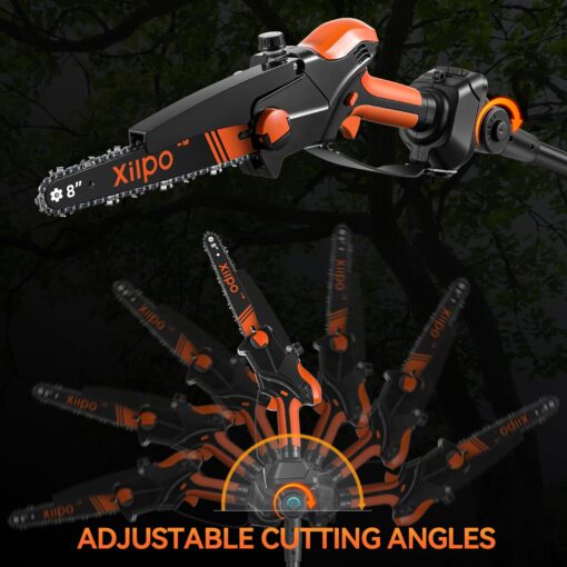 Xilpo 2-in-1 Cordless Pole Saw,8 Inch Electric Pole Chainsaw for Tree Trimming with 21V Battery, Auto Oiling, 15 FT Max Extension Portable Pole Saws for Aerial logging, pruning, landscaping - Image 4