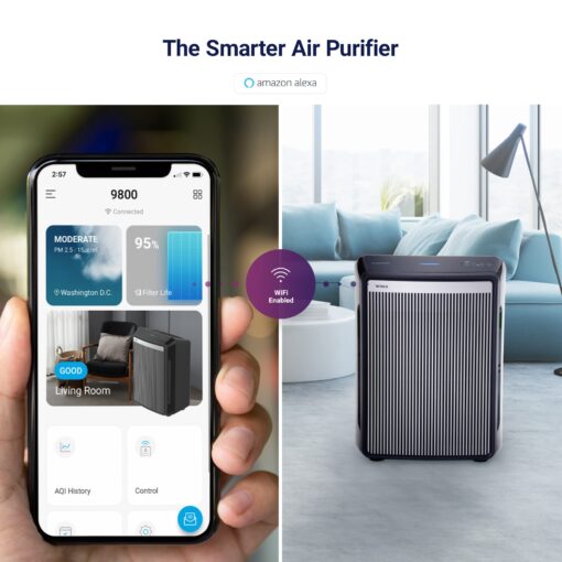 Winix 9800 4-Stage True Hepa Air Purifier with WiFi and PlasmaWave, 500 Sq Ft,Black,Large - Image 6