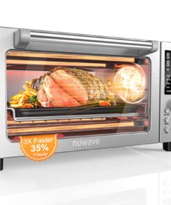 Nuwave Bravo Pro Smart 21QT Toaster Oven Air Fryer Combo, Convection Oven Countertop, 10 functions all in 1, with even & quick crisp technology, 50-450°F, 1800W, Stainless Steel