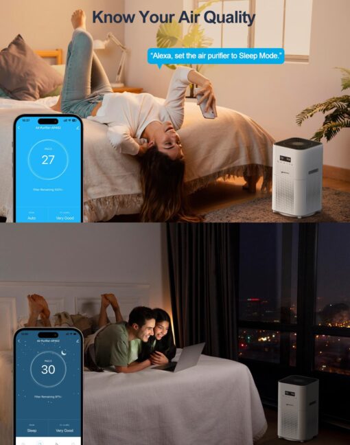 Dayette Smart WIFI Air Purifiers for Home Large Room Up to 3000 Sq Ft, APP & Alexa Control Air Cleaner, H14 Ture HEPA Filter for Allergies Pet Dander Smoke Dust, 22dB Sleep Mode for Bedroom - Image 6