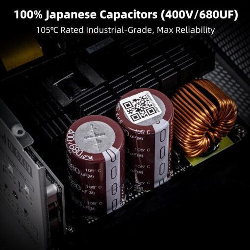 Redragon PSU018 80+ Platinum 1300 Watt ATX 3.0 & PCIe 5.0 Fully Modular Gaming Power Supply, 80 Plus Certified, 100% Japanese Capacitors & Low Noise Smart-ECO Fan, Fully Modular w/12VHPWR Cable - Image 7