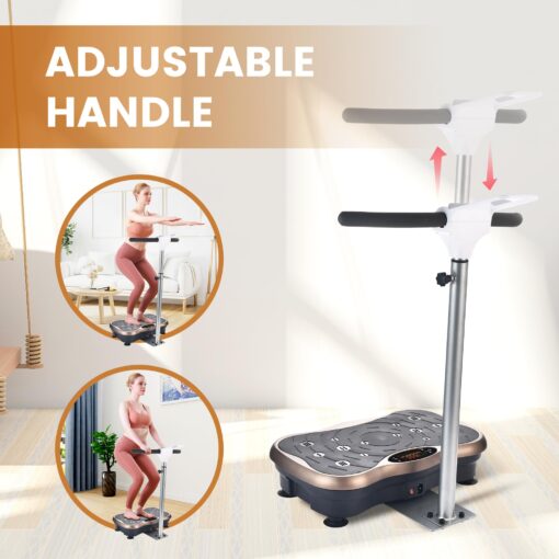EILISON FIRMHOLD Handle Vibration Plate Exercise Machine for Lymphatic Drainage- Whole Body Workout Vibration Platform 350lbs for Beginners & Recovery, Body Shape Machine for Tonning (Handle Brown) - Image 4
