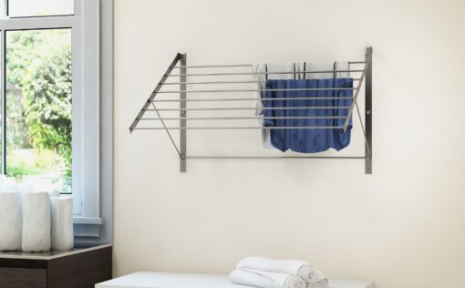brightmaison Wall Mount Clothes Drying Rack & Laundry Room Organizer, 6.5 Yards Drying Capacity Stainless Steel Silver Set of 2 Laundry Rack - Image 8