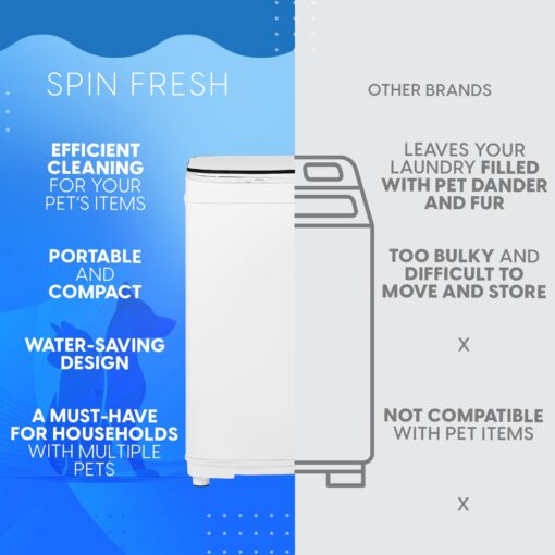 ​​Pet Forge Spin Fresh Compact Washing Machine for Pet Items - Fully Automatic Portable Washer with 8 Pounds Capacity Top Load Spin Mini Washer for Pet Hygiene - Image 4