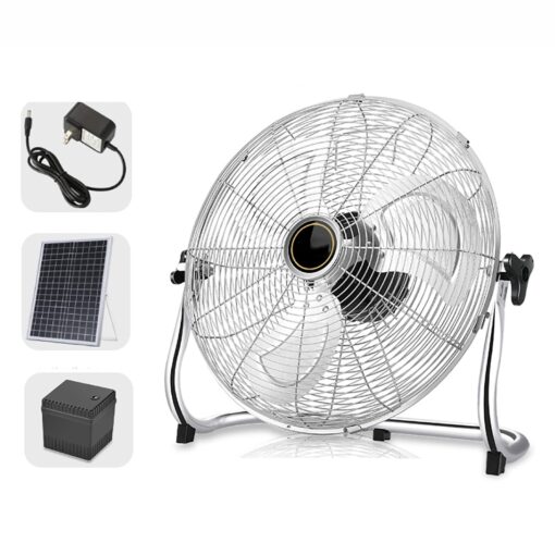 HSPLXYT 12" Portable Solar Rechargeable Floor Fan, 8000mAH battery capacity Solar Panel Powered Battery Operated Fan Portable Fan Table Fan for Fishing, Camping, Bedroom, Workplace (Color : White)