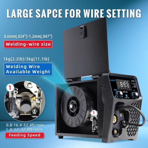 Redbo 110/220V Dual Voltage 160Amp Powerful MIG Welder,Gas MIG/Gasless Flux Core MIG/Stick/Lift TIG/Spool Gun 5 in 1 Multiprocess Welding Machine, MIG Welder with LED Digital Display Weld Aluminum - Image 4