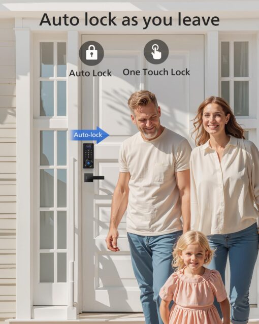 Philips Smart Lock with Handles, Keyless Entry Door Lock Set, Smart Door Lock with 2 Level Handles, Digital Keypad Deadbolt for Front Door, App Fingerprint PIN Code Unlocking, Auto Locking - Image 4
