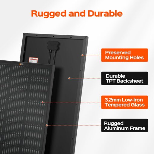 RICH SOLAR 200 Watt 12 Volt Monocrystalline Solar Panel 2 Pack of 9BB Cell 100W High Efficiency Solar Module Charge Battery for RV Trailer Camper Marine Off Grid All Black - Image 4