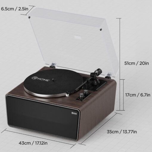 All in One Vinyl Record Player, Bluetooth Turntable with Built in 4 Stereo Speakers Phono Preamp, High Fidelity Turntables for Vinyl Records with Magnetic Cartridge AT-3600L MM, Belt Drive 2-Speed - Image 4