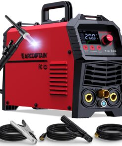 ARCCAPTAIN TIG Welder 200A, High Frequency 110v/220v Dual Voltage TIG/Stick/Arc 2 in 1 Welder LED Digital Display Welding Machine with 2T/4T Function and Tungsten Electrode