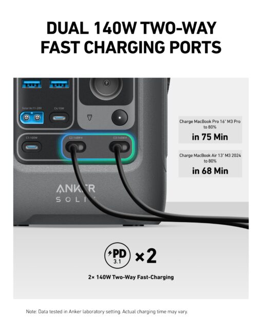 Anker SOLIX C300 DC Power Bank Station, Outdoor 288Wh (90,000mAh), Portable Power Station, LiFePO4 Battery, 300W Solar Generator, for Camping, Traveling, and Emergencies (No Wall Charger Included) - Image 5