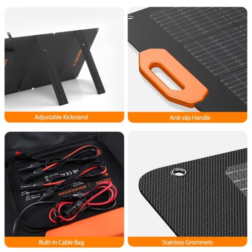 GRECELL 100W Solar Panel for Power Station Generator, 21.5V Portable Foldable Solar Panel with Fast Charger and Adjustable Kickstand Solar Cell Charger for Outdoor Camping RV Van Travel - Image 3