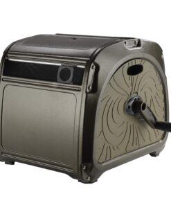 Giraffe Tools SW5 Metal Hose Reel Box, Heavy Duty Garden Hose Storage Reel Hideaway, Crank Handle, 150ft 5/8" Hose Capacity, Green