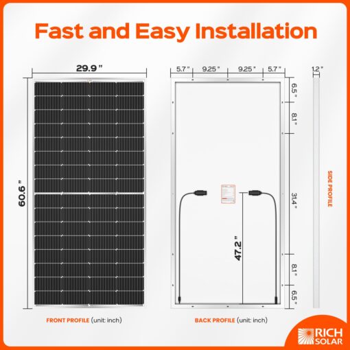 RICH SOLAR 250 Watt 12 Volt 16BB Cell Monocrystalline Solar Panel High Efficiency Solar Module for RV Trailer Camper Marine Off Grid - Image 7